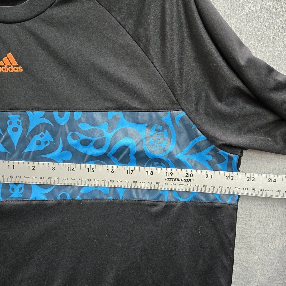 Adidas‎ Men Shirt L Black Center Logo Embroidery Graphic Print Euro 2012 Soccer